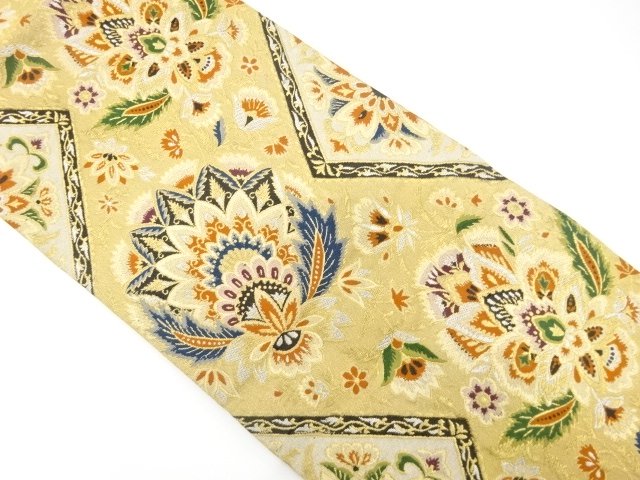 アンティーク　花更紗模様織り出し袋帯（材料）